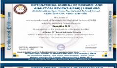 Research Paper Published in International Journal of Research and Analytical Reviews