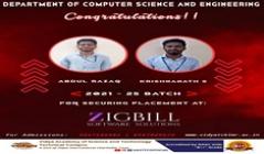 CSE Students Got Placed in ZIGBILL SOFTWARE SOLUTIONS 