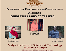 S3 Toppers of 2019 Batch ECE in KTU Exams