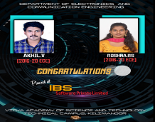2016 Batch ECE students placed in IBS Software Pvt Ltd