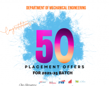DEPT. OF ME SECURES 50 PLACEMENT OFFERS(2021-25 BATCH).