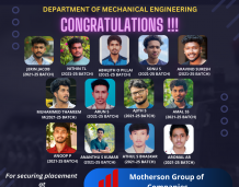 ME STUDENTS GOT PLACED IN MOTHERSON GROUP OF COMPANIES